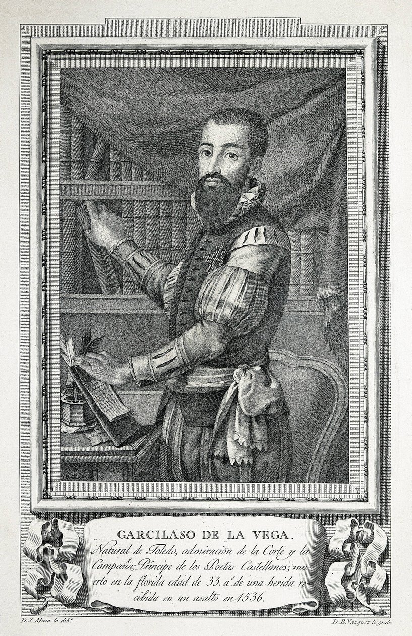 MAEA, Jose (1760-1826). Porträt von Garcilaso de la Vega. 1791. Zeichnung von Jose Maea, burin graviert von Bartolome Vazquez. Radierung. von Jose Maea