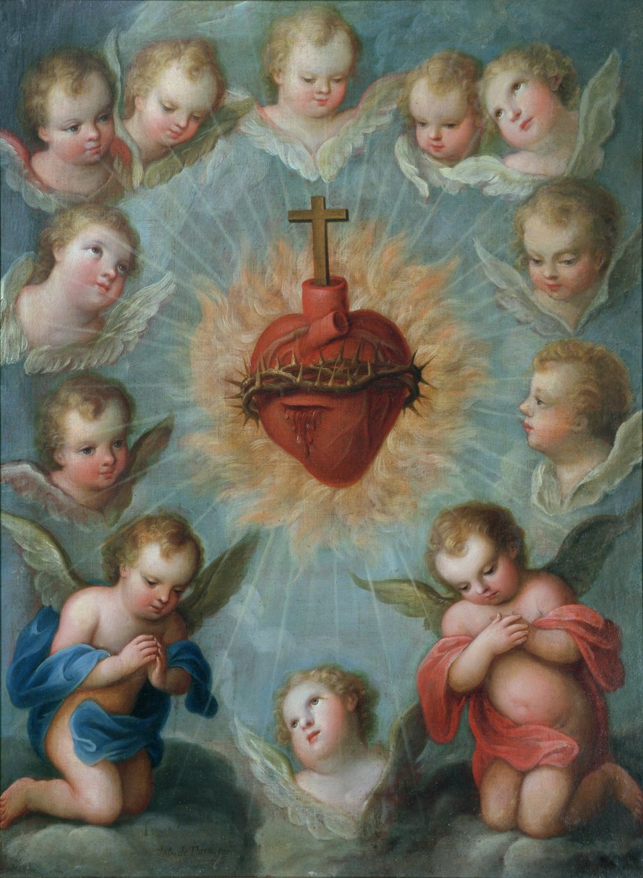 Heiligstes Herz Jesu umgeben von Engeln, ca. 1775 von Jose de or Joseph Paez