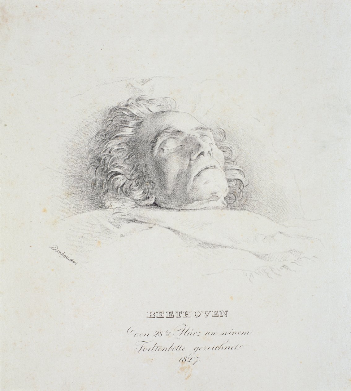 Ludwig van Beethoven (1770-1827) auf seinem Sterbebett, 28. März 1827 von Josef Danhauser