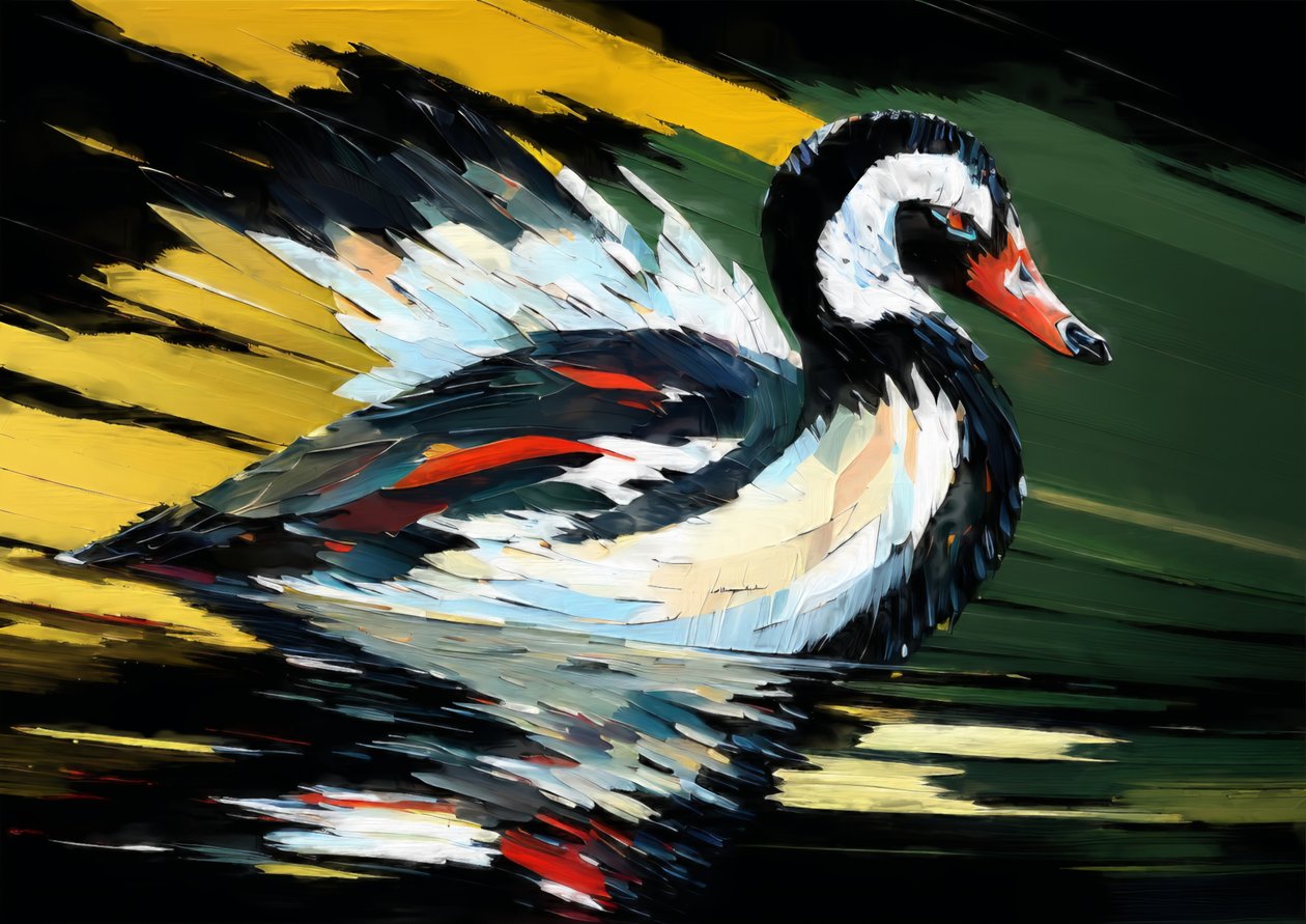 Tiere: Schwarzer Schwan 4 von Josef Johann Michel
