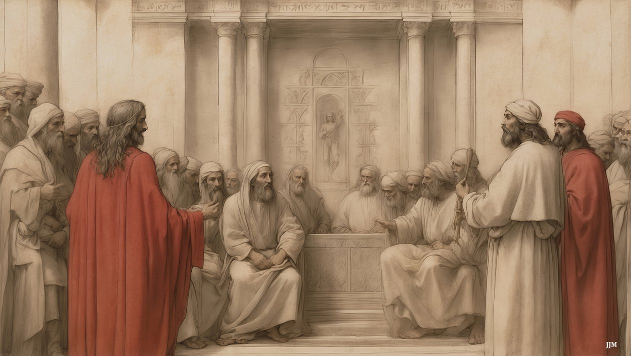 Jesus angeklagt vor dem hohen Rat der Juden von Josef Johann Michel