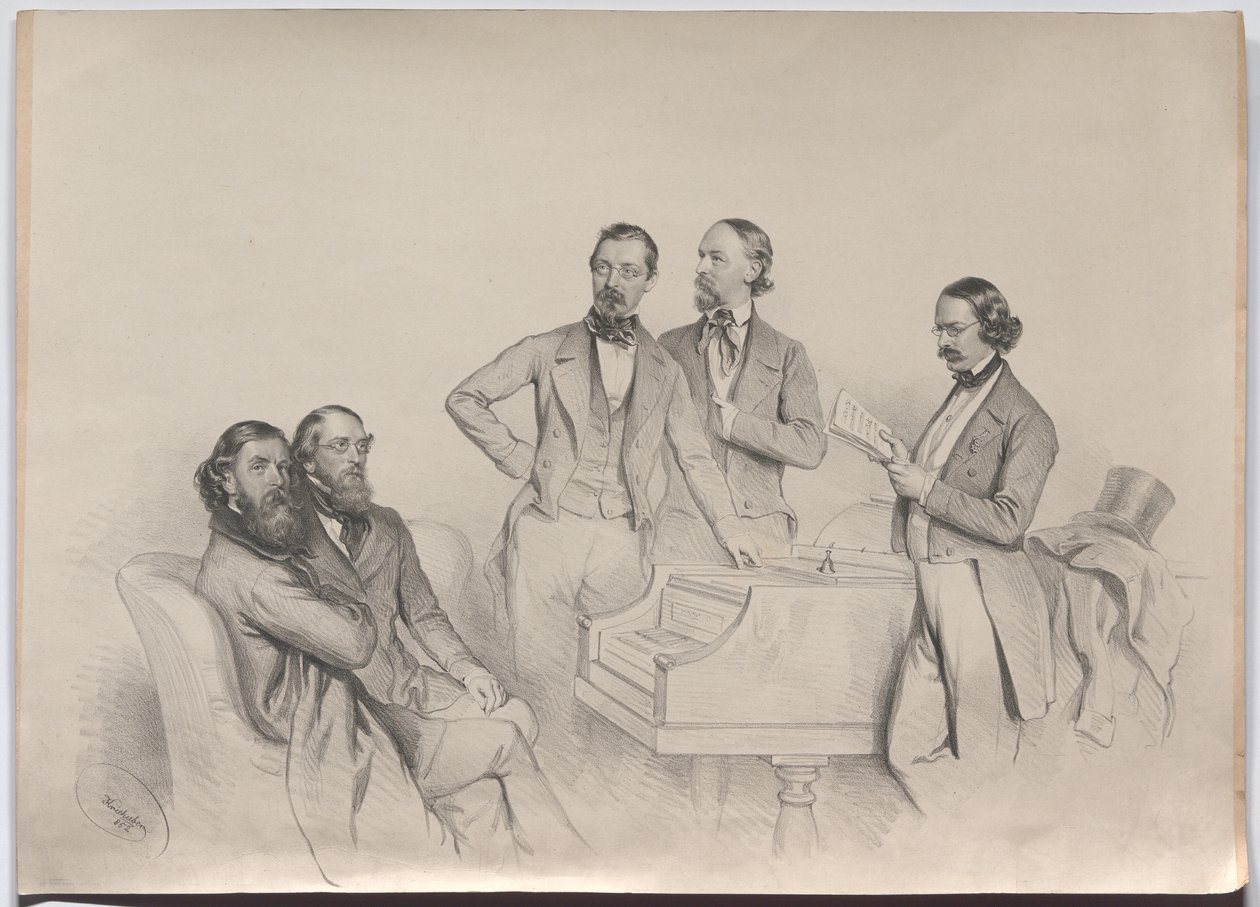 Österreichische Komponisten; Heinrich Proch, Franz von Suppé, Karl Binder, Anton Emil Titl, Anton Maria Storch von Josef Kriehuber