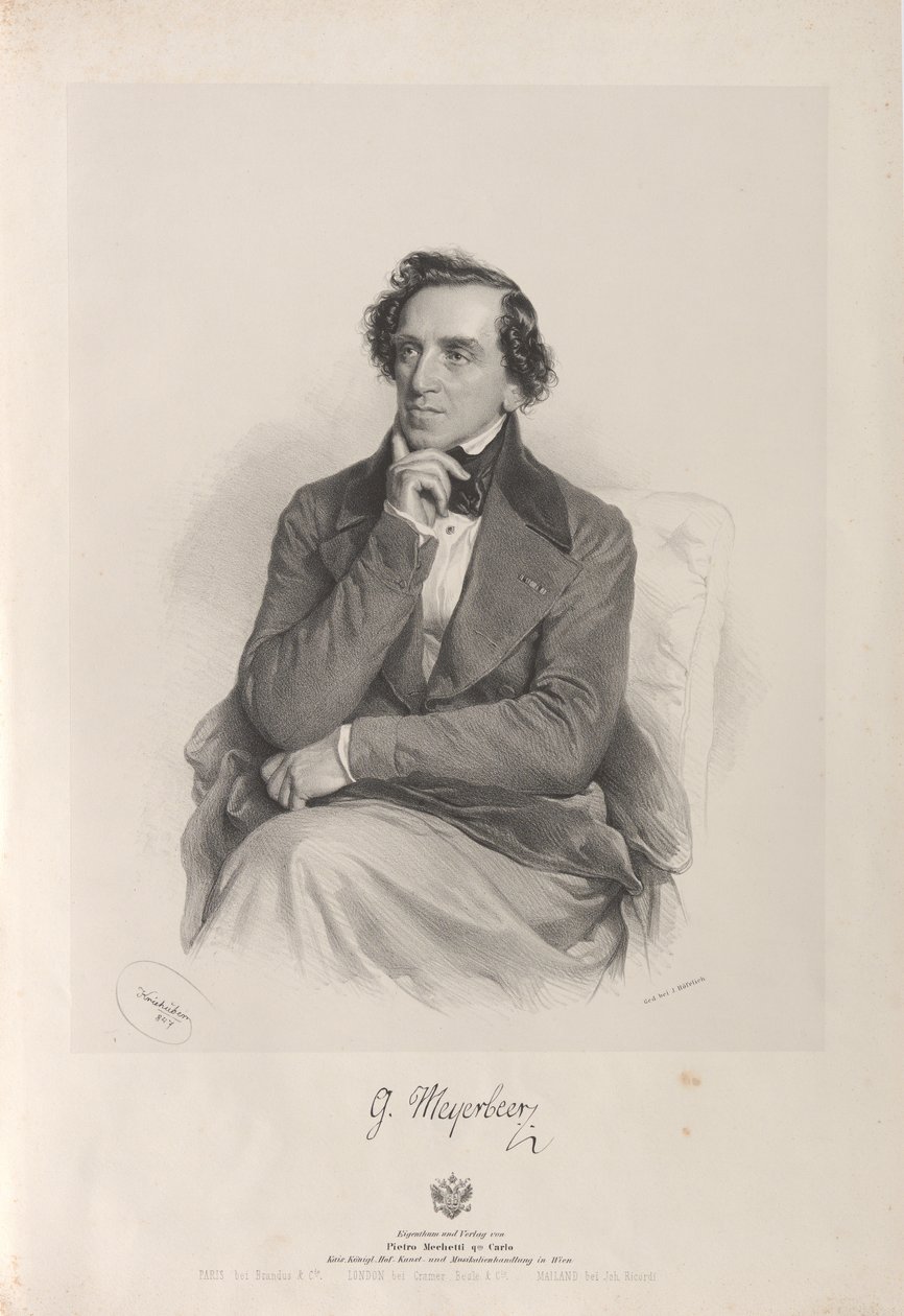 Porträt des Komponisten Giacomo Meyerbeer 1791-1864, 1847 von Josef Kriehuber