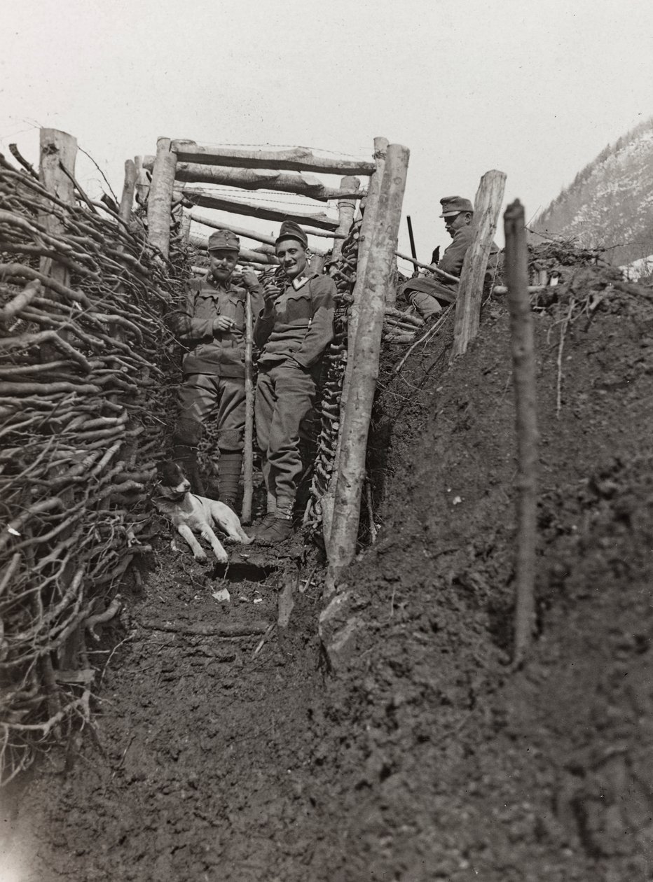 Album "Meine Weltkriegs-Erinnerungen Südwestfront (Kärnten, Italien, Südtirol) 31.03.1915-12.11.1918 - Josef Zohles Wien": Schützengraben (s/w Foto) von Josef Zohles
