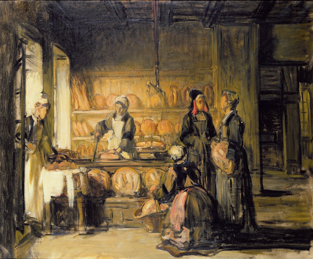 Innenraum einer bretonischen Bäckerei, um 1906 von Joseph Bail