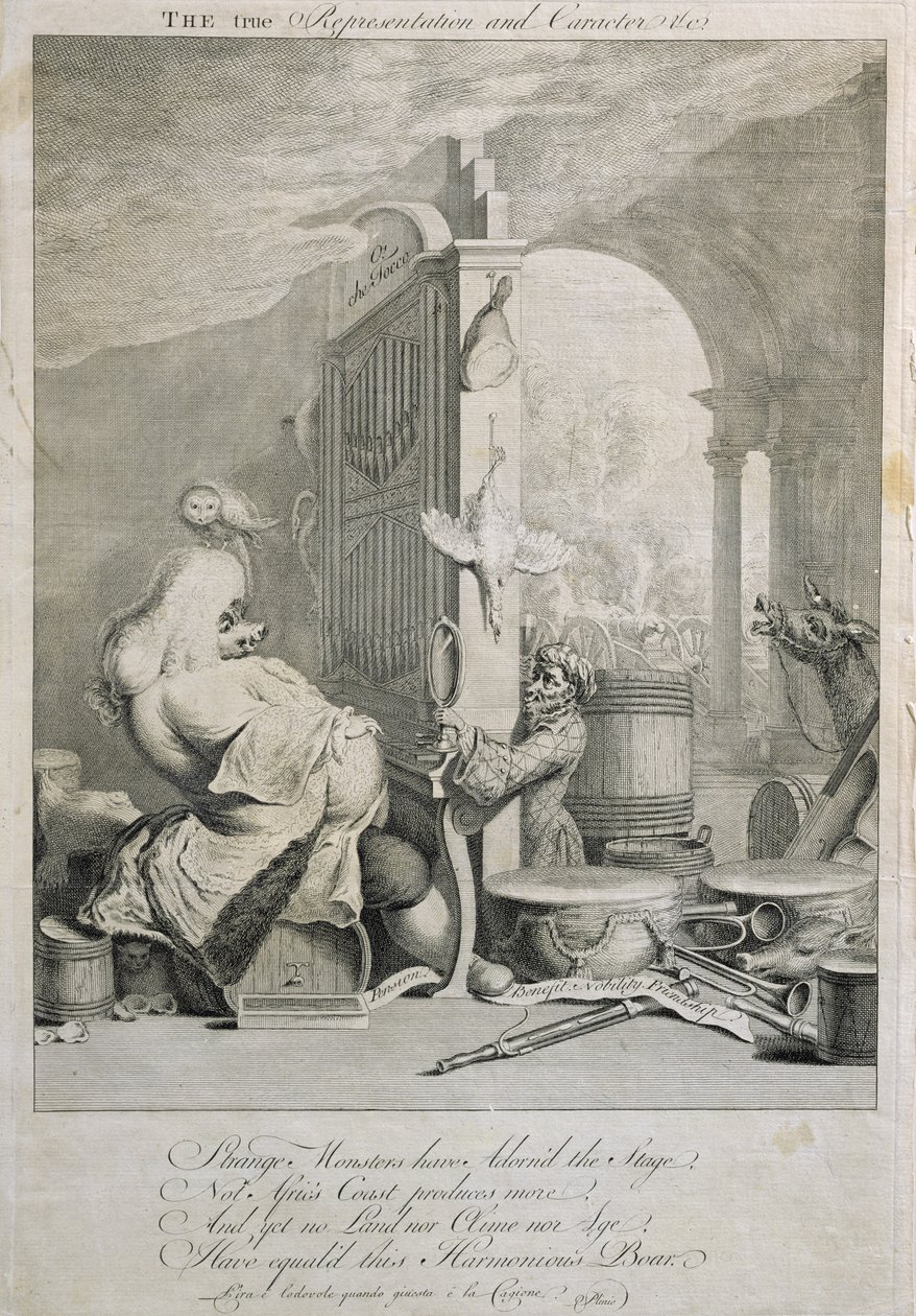 Die wahre Darstellung und Charakter, Karikatur von George Frederick Handel (1685-1759) von Joseph Goupy