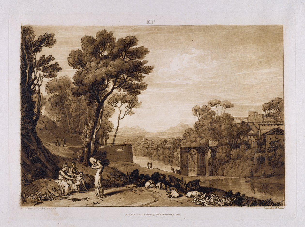 Die Frau und Tamburin, graviert von Charles Turner (1773-1857) von Joseph Mallord William Turner
