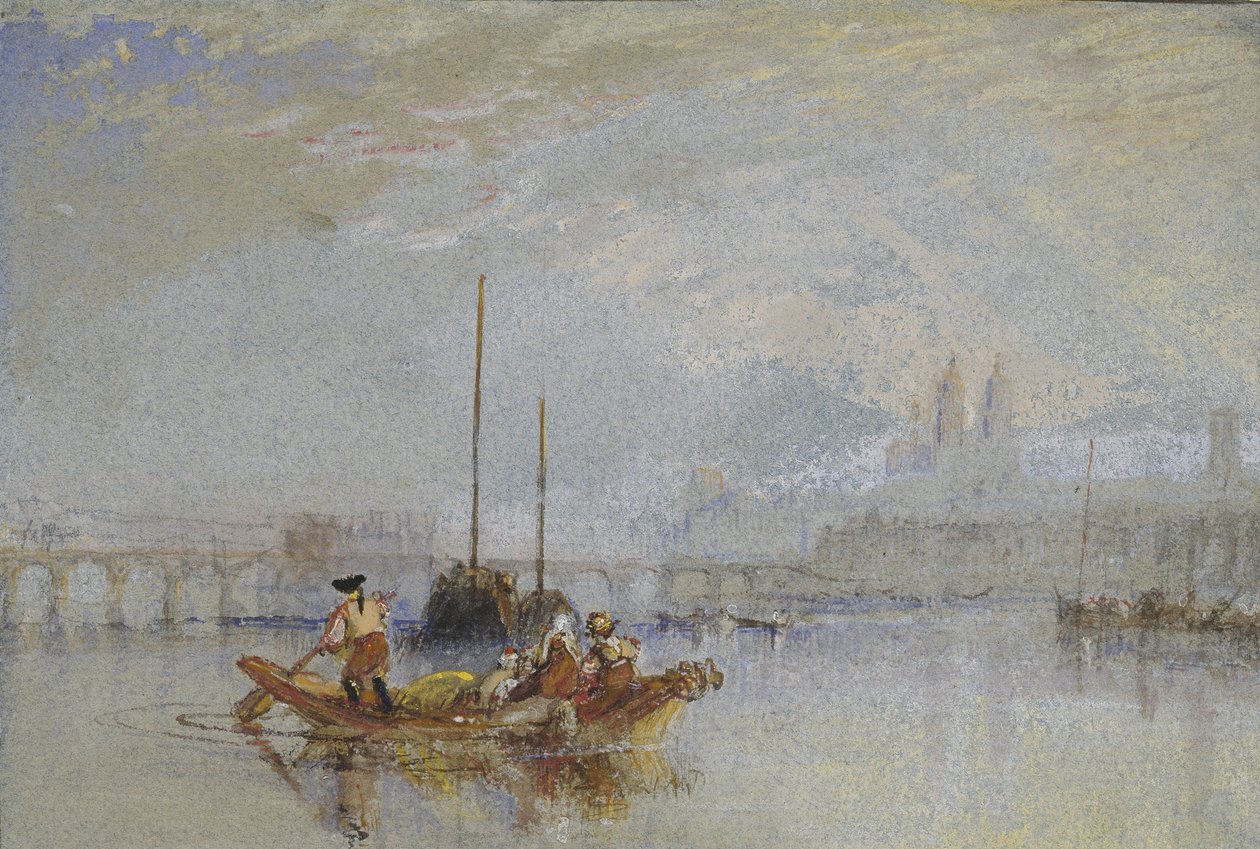 Tours, c. 1830 (Aquarell über Graphit mit Körperfarbe und brauner Tinte auf grauem Papier) von Joseph Mallord William Turner