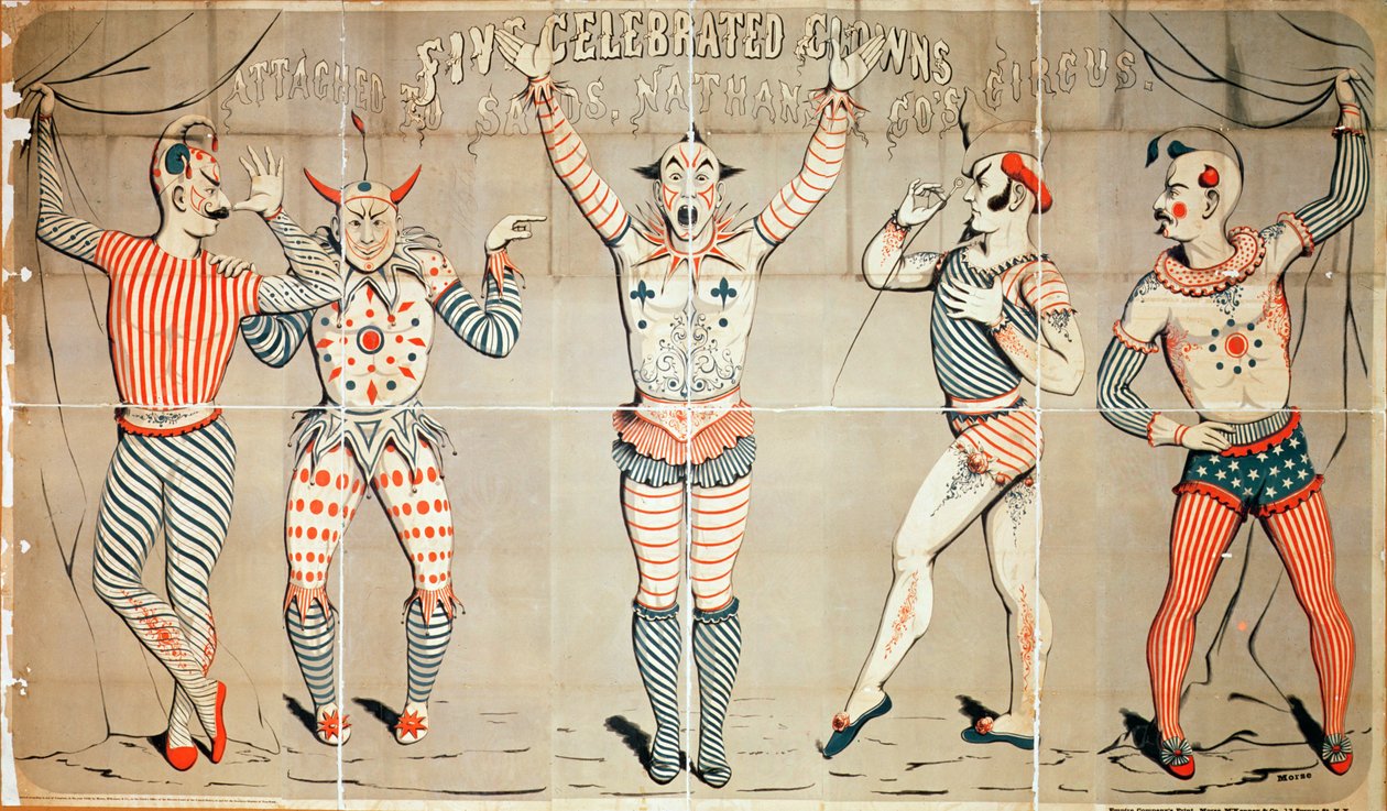 Fünf berühmte Clowns, die zu Sands, Nathan und Co.