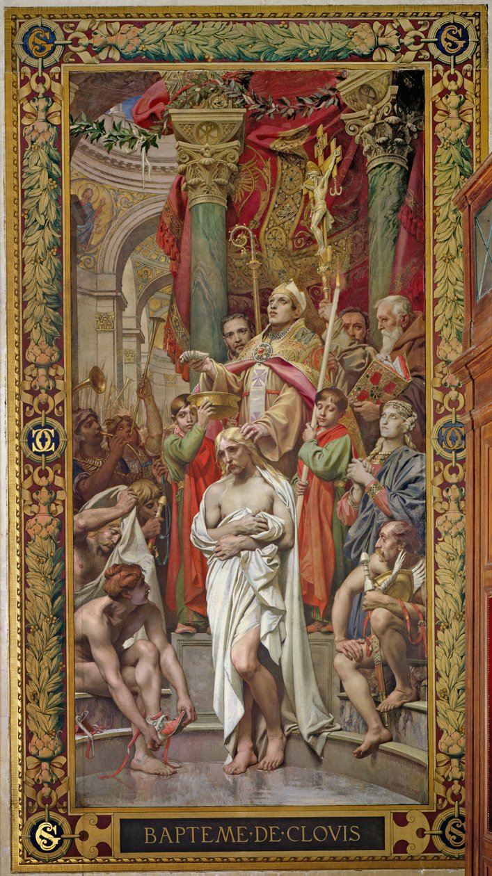 Die Taufe von Chlodwig I. (465-511) im Jahr 496 v. Chr., vom rechten Querschiff von Joseph Paul Blanc
