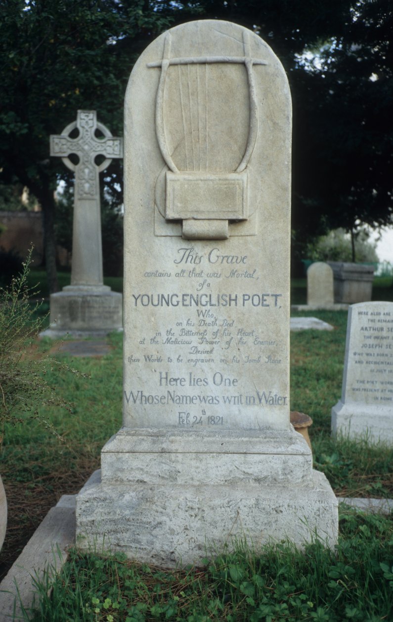 Grabstein für Keats auf dem protestantischen Friedhof in Rom, datiert 24. Februar 1821 von Joseph Severn