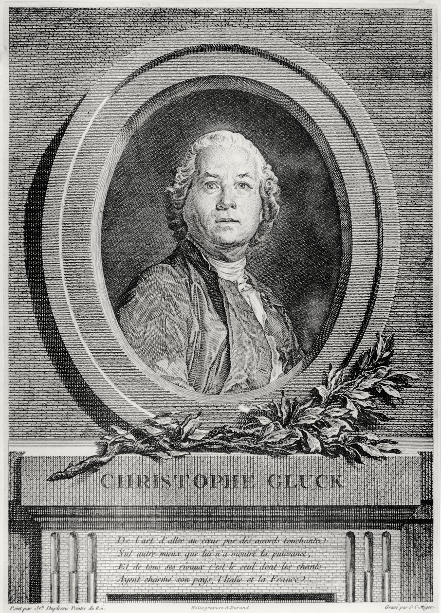 Porträt von Christoph Gluck, deutscher Komponist, graviert von Simon Charles Miger von Joseph Siffred Duplessis