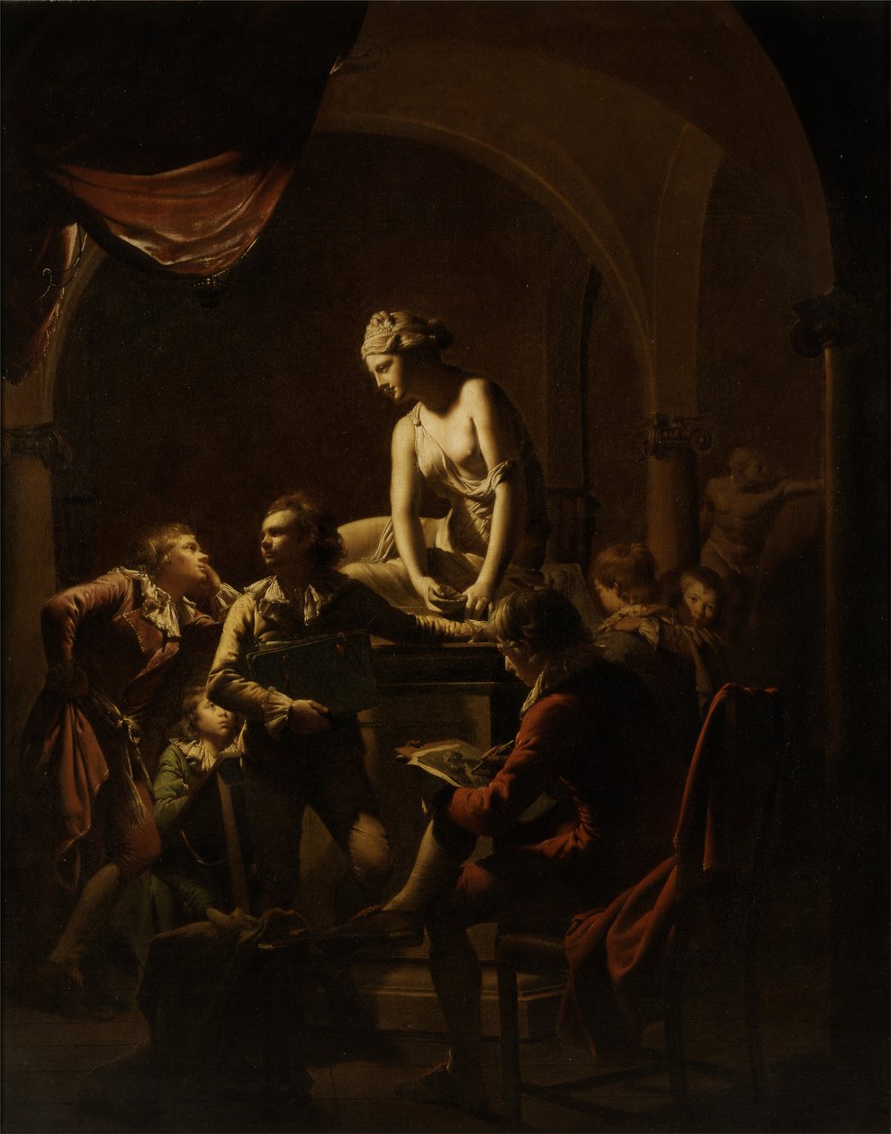 Akademie bei Lampenlicht von Joseph Wright of Derby