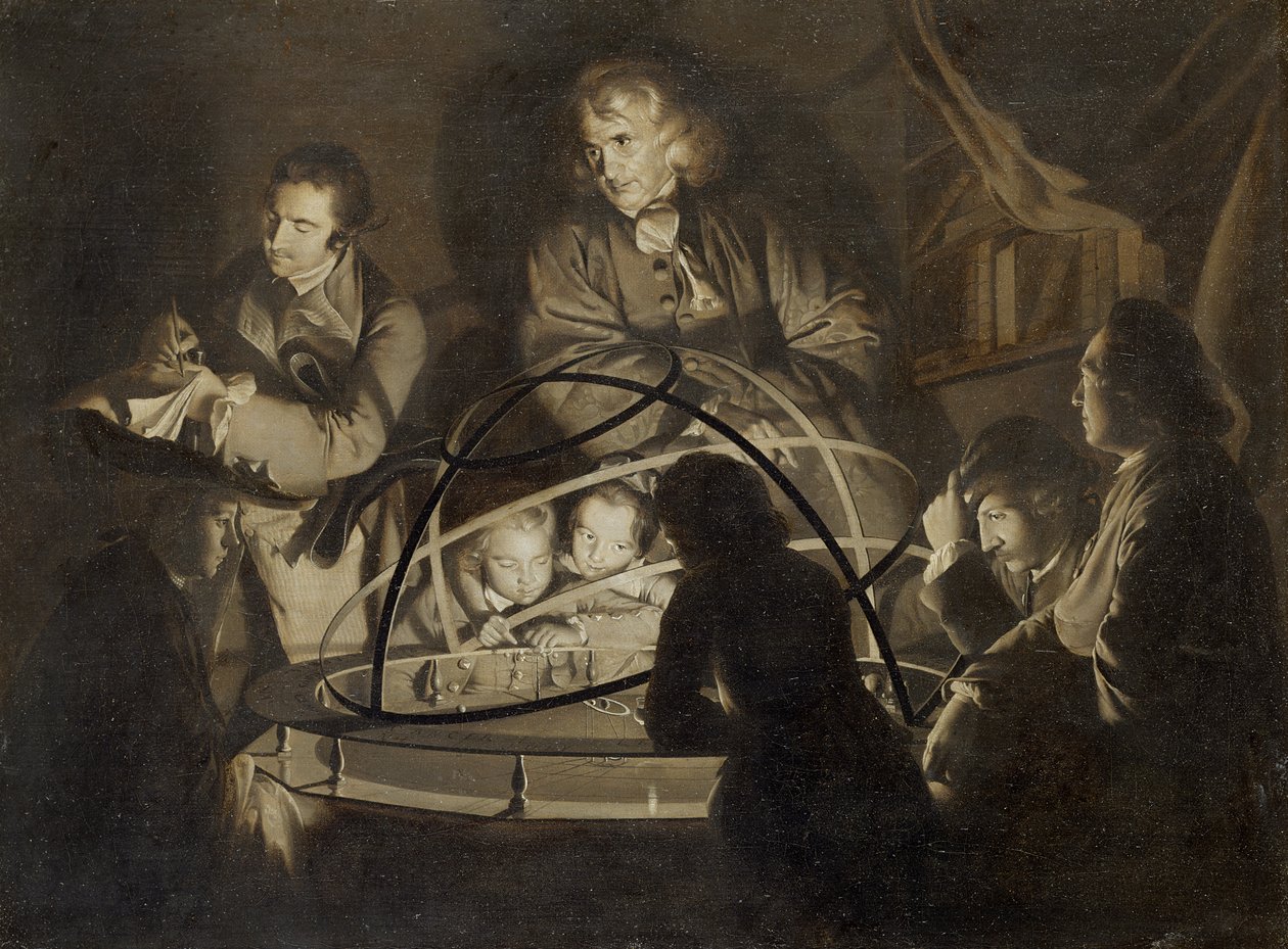 Philosoph hält einen Vortrag über das Planetarium, ca. 1768 von Joseph Wright of Derby