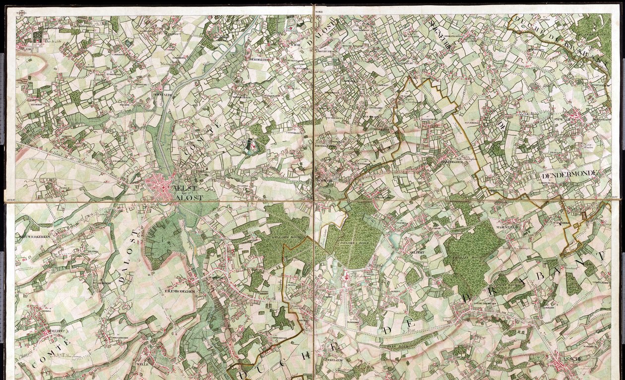Karte von Aalst, Belgien von Joseph de Ferraris