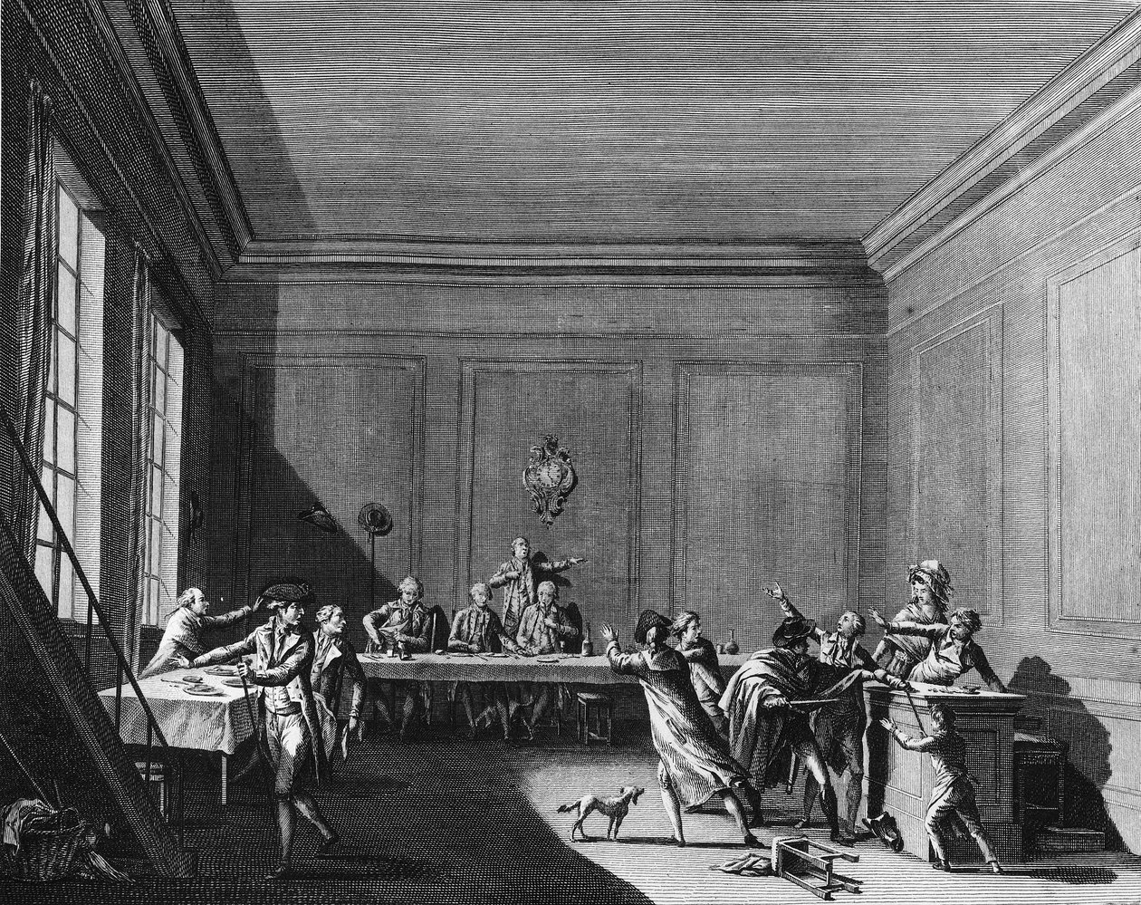Ermordung des Abgeordneten Louis Michel Lepeletier, Marquis von Saint Fargeau von Joseph (after) Swebach Desfontaines