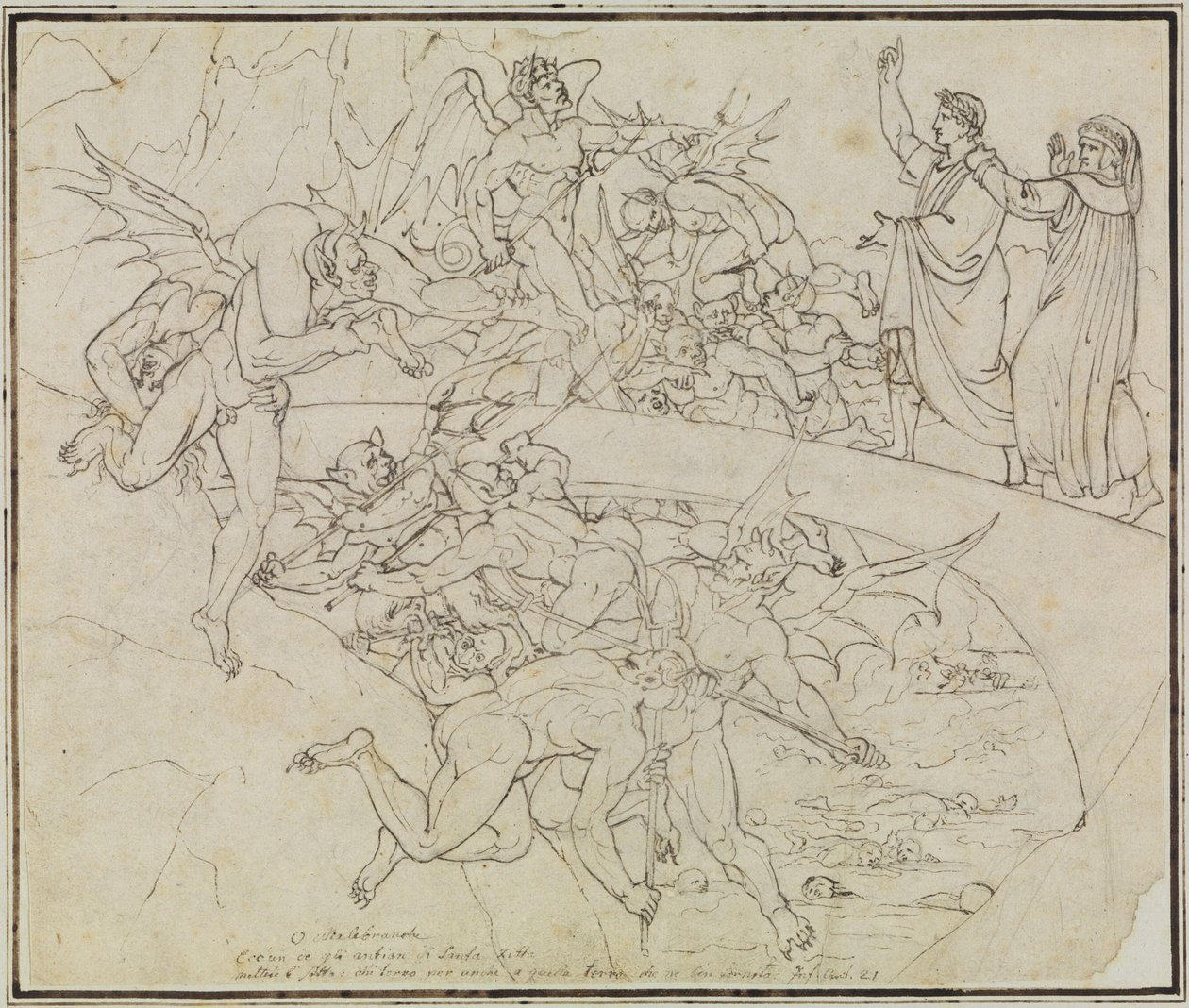 Am Pechsee der Krämer, der Ratsherr von Lucca (Dante Inferno, Canto 21, V 34) von Joseph Anton Koch