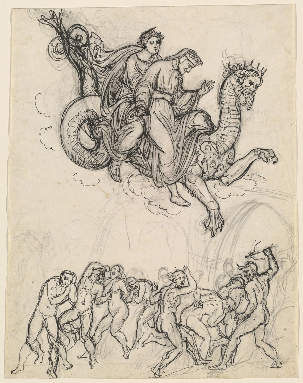Dante und Virgil reiten auf dem Rücken von Geryon von Joseph Anton Koch