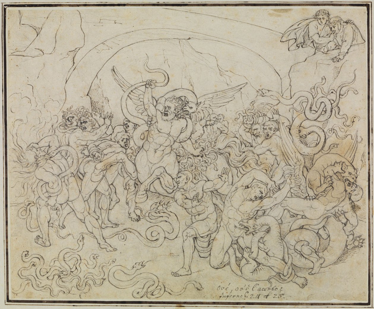 Die Strafe der Diebe im Tal der Schlangen und Drachen (Dante Inferno, Canto 25, V 17) von Joseph Anton Koch