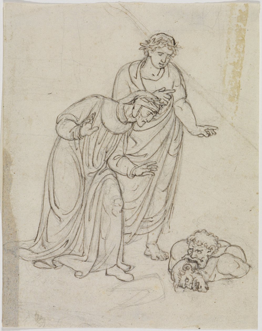 Die Vaterlandsverräter im Eis, Graf Ugolino und Erzbischof Ruggieri, sich gegenseitig zerfleischend (Dante Inferno, Canto 33, V 109) von Joseph Anton Koch