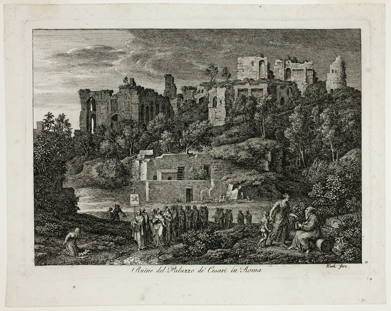 Ruinen des Palastes der Cäsaren in Rom, Platte acht aus Die Römische Ansichten von Joseph Anton Koch