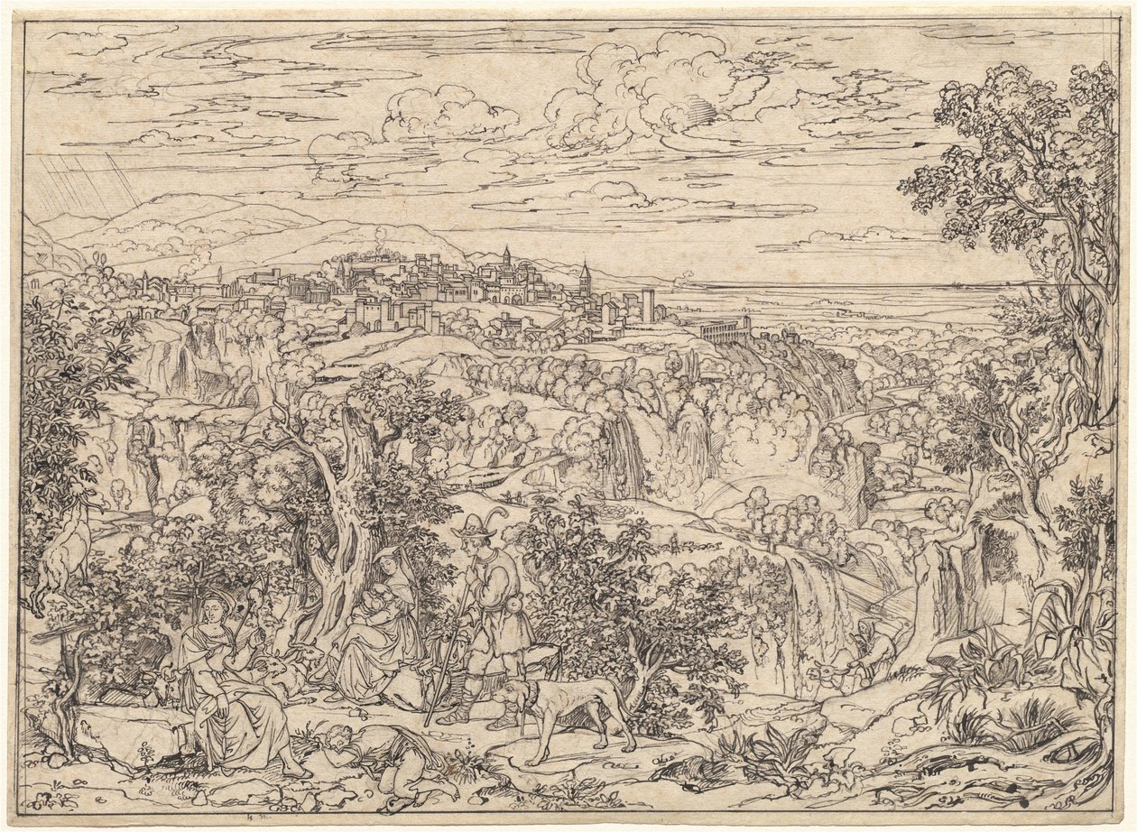 Tivoli und die Wasserfälle mit Hirtenfamilien von Joseph Anton Koch
