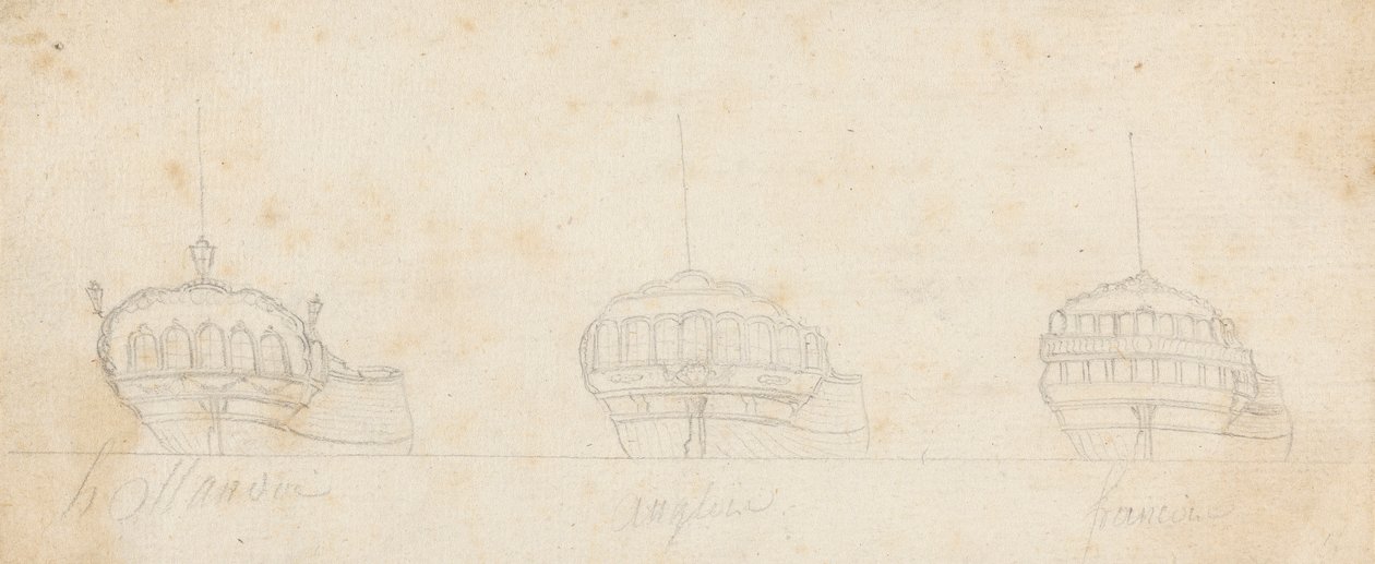 Dekorative Heckspiegel von drei Schiffen von Joseph Cartwright