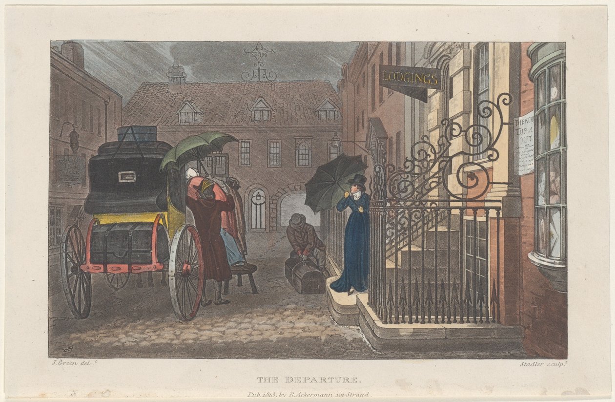Die Abreise, aus Poetische Skizzen von Scarborough, 1813 von Joseph Constantine Stadler