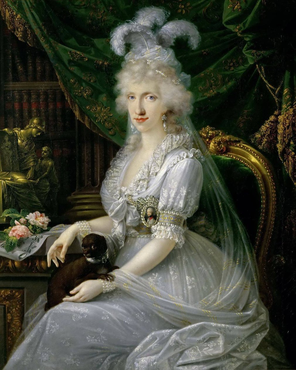 Marie Luise (Ludovica) von Neapel-Sizilien (1773-1802), Gemahlin von Ferdinand III. von Toskana, an einem Tisch sitzend von Joseph Dorffmeister
