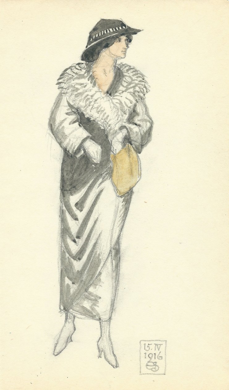 Modische Dame, 15.IV.1916, 1916 von Joseph Edward Southall