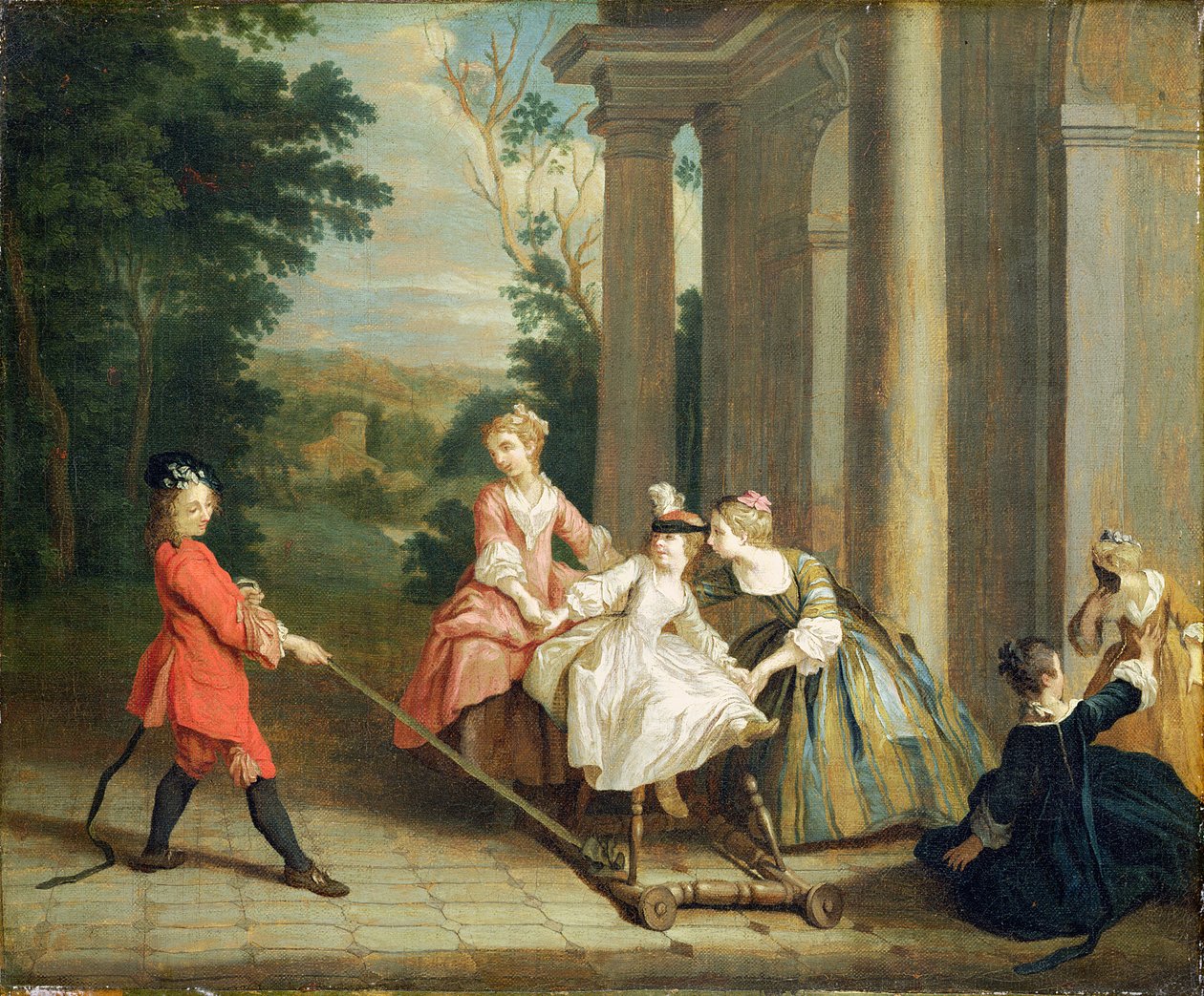 Kinder spielen mit einem Steckenpferd, ca. 1741-47 von Joseph Francis Nollekens