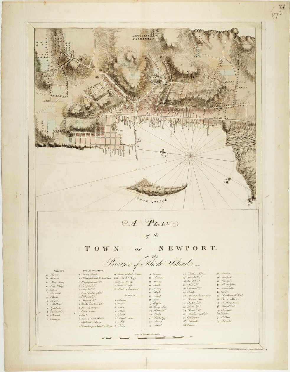 Ein Plan der Stadt Newport in der Provinz Rhode Island von Joseph Frederick Wallet DesBarres