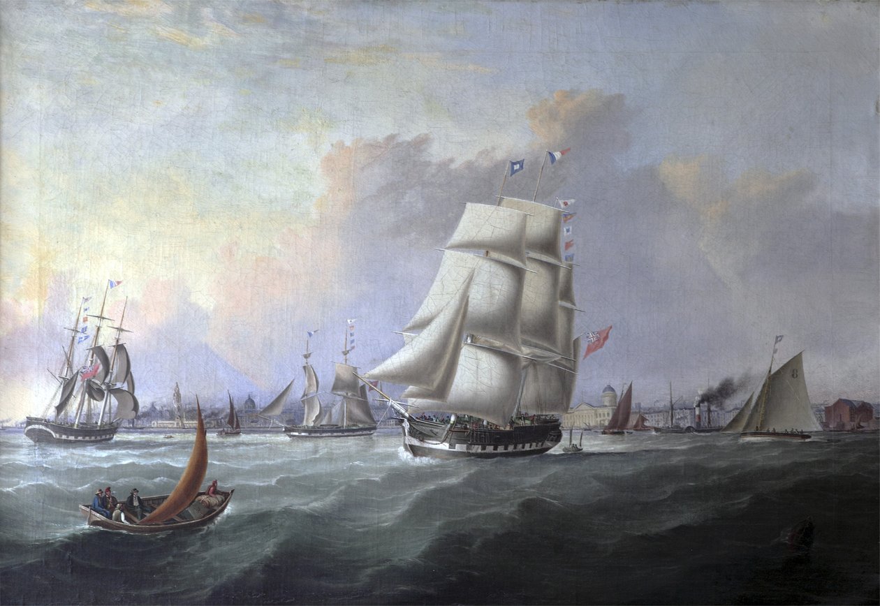 Der Hafen von Liverpool: Im Vordergrund das Schiff John Campbell, Besitzer Isaac Bold von Joseph Heard