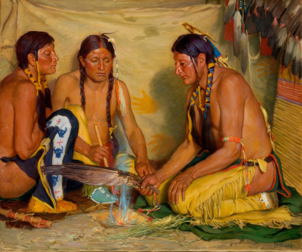 Herstellung von Süßgrasmedizin, Zeremonie der Blackfoot von Joseph Henry Sharp