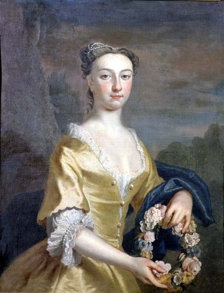 Porträt einer Dame mit einem Blumenkranz von Joseph Highmore