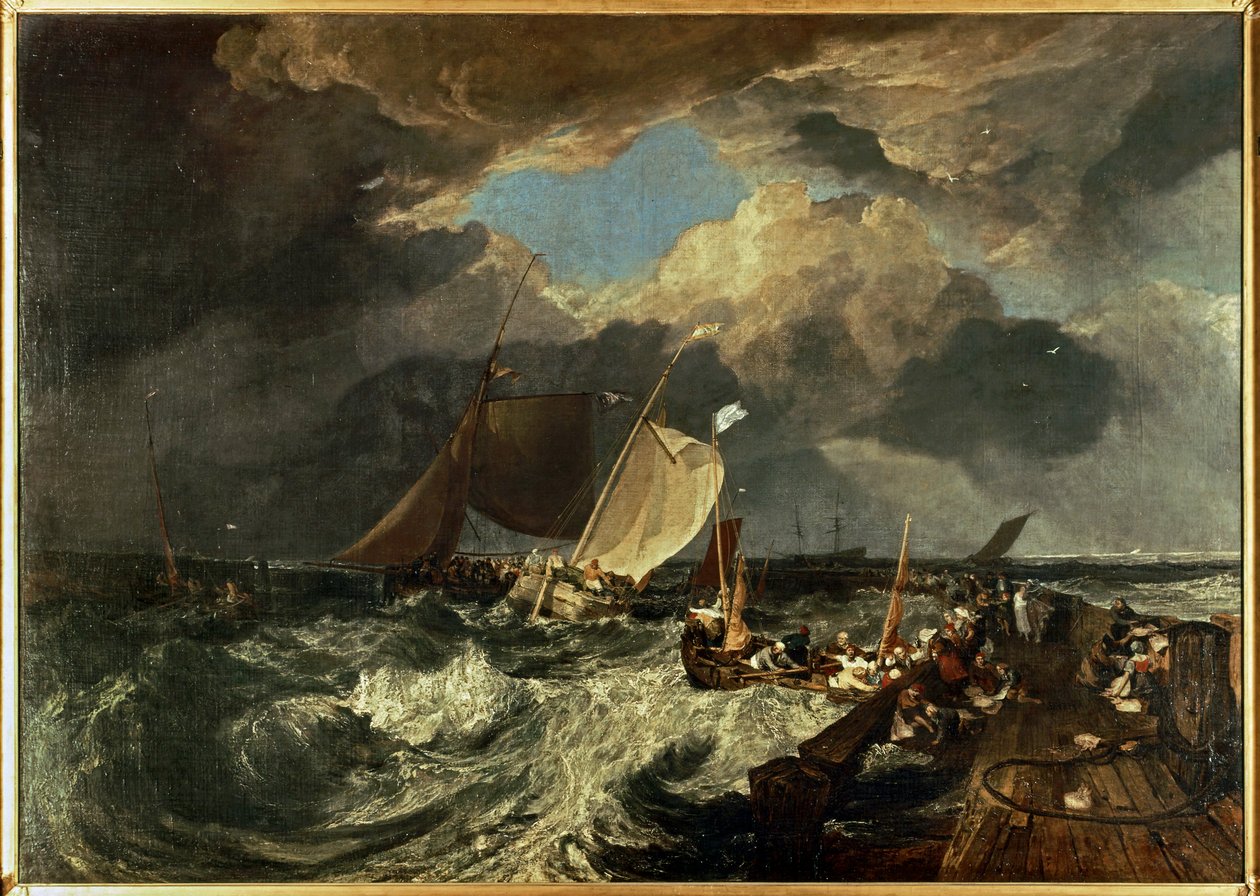 Calais Pier, mit französischen Fischern, die sich auf das Meer vorbereiten: Ein englisches Paketboot kommt an von Joseph Mallord William Turner