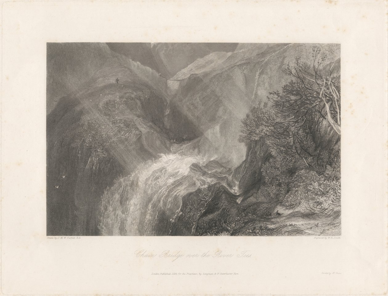 Kettenbrücke über den Fluss Tees, 1838 von Joseph Mallord William Turner