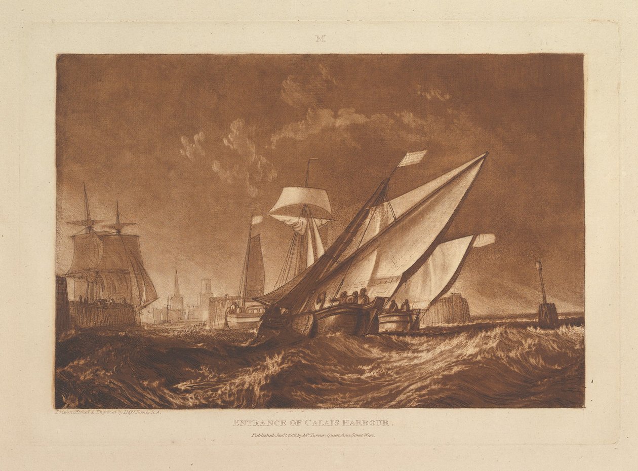 Eingang zum Hafen von Calais, Liber Studiorum, Teil XI, Tafel 55, 1. Januar 1816 von Joseph Mallord William Turner