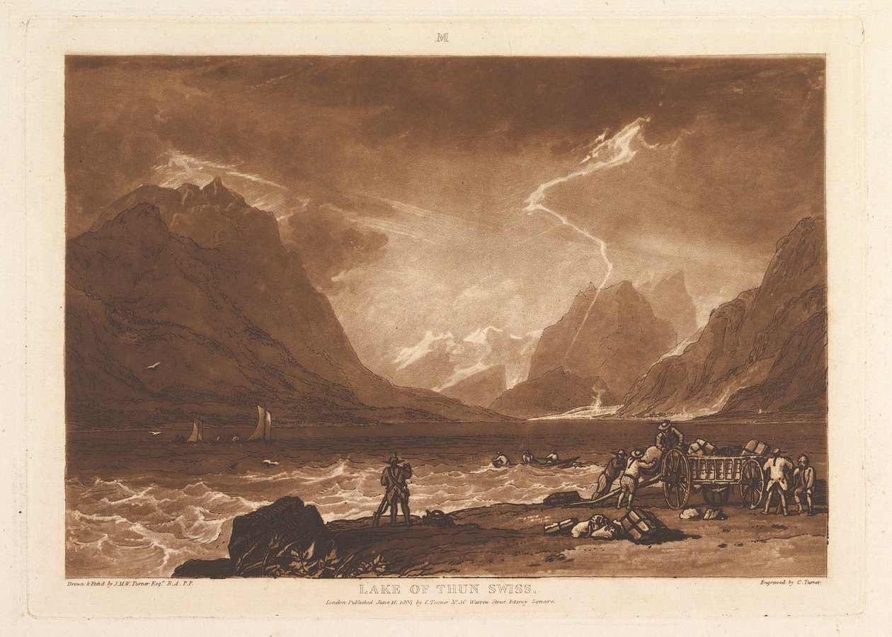 Thunersee, Swiss Liber Studiorum, Teil III, Tafel 15, 10. Juni 1808 von Joseph Mallord William Turner