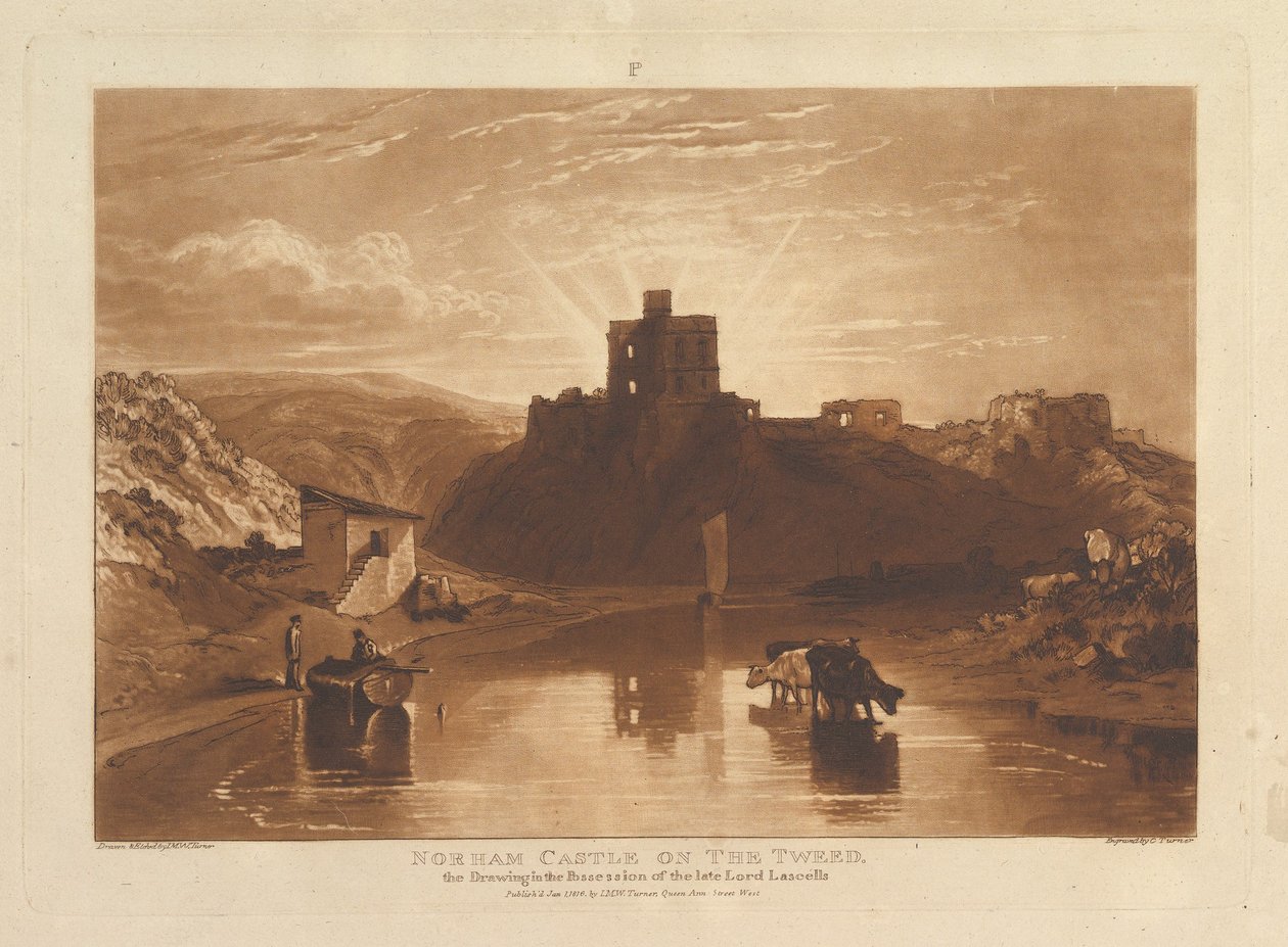 Norham Castle am Tweed, Liber Studiorum, Teil XII, Platte 57 von Joseph Mallord William Turner