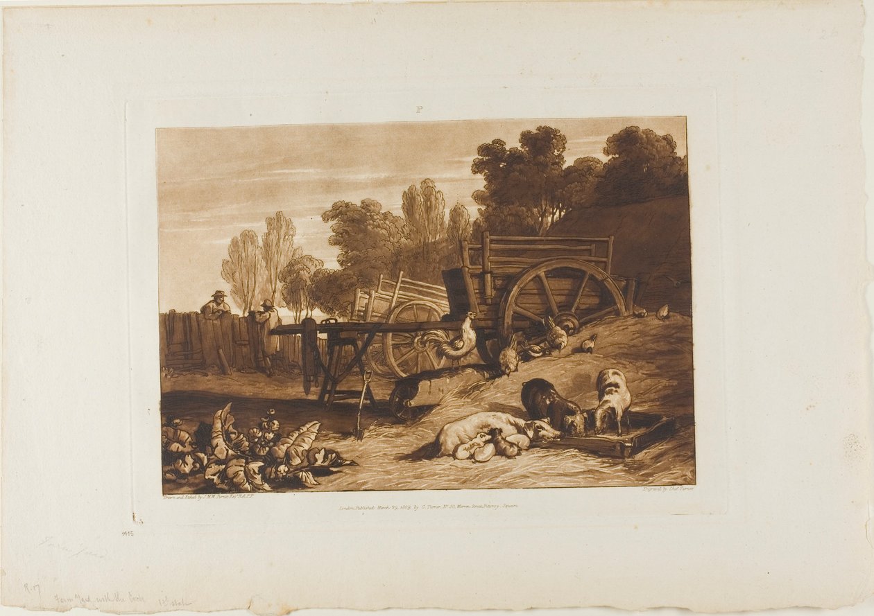 Der Bauernhof mit dem Hahn, Platte 17 aus Liber Studiorum von Joseph Mallord William Turner
