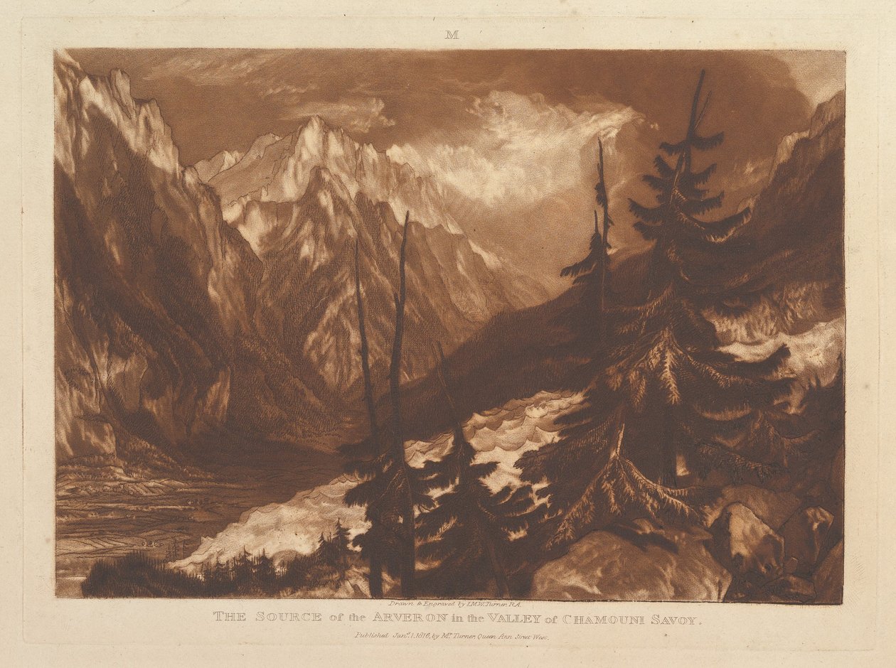 Die Quelle des Arvaron im Tal von Chamouni, Savoy Liber Studiorum, Januar 1, 1816 von Joseph Mallord William Turner