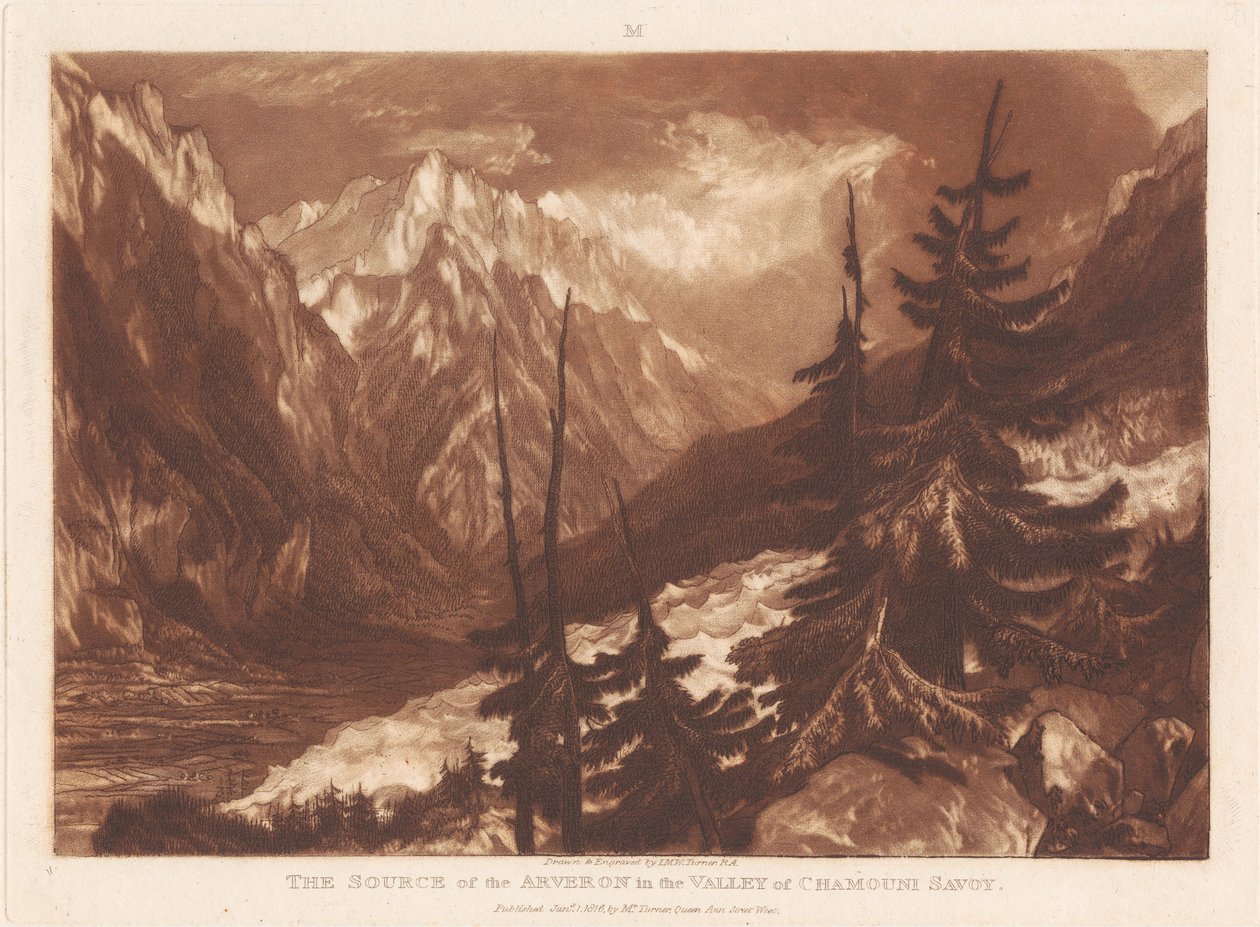 Die Quelle des Arveron im Tal von Chamouni, Savoyen von Joseph Mallord William Turner