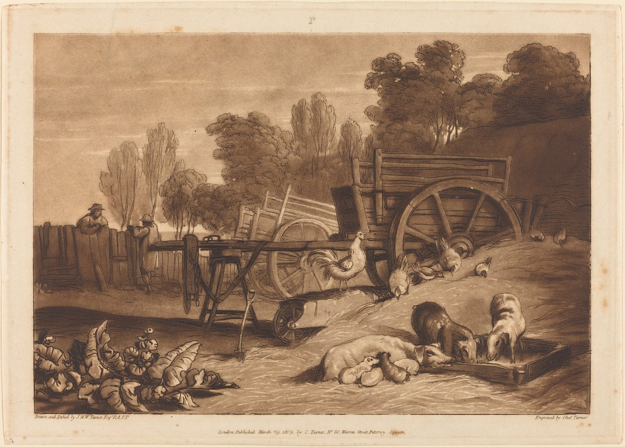 Der Bauernhof mit dem Hahn von Joseph Mallord William Turner and Charles Turner