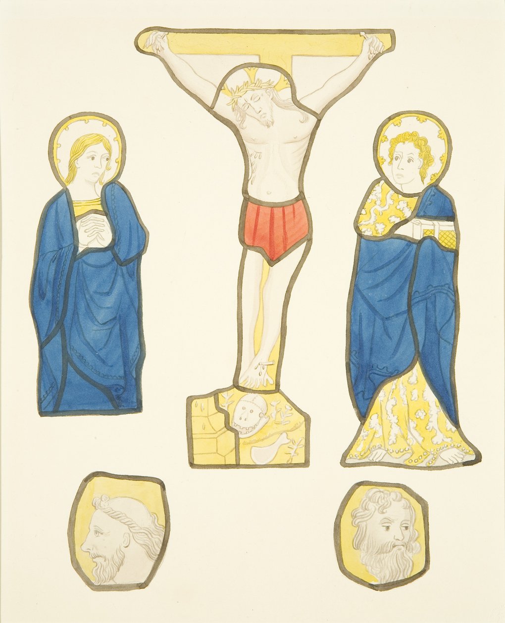 Figuren in Buntglas im privaten Fenster im Bischofspalast von Joseph Manning