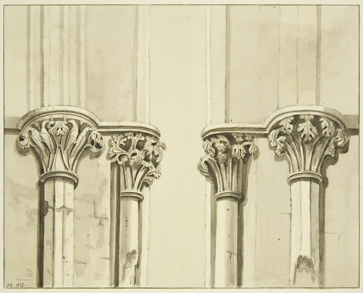 Vier Kapitelle nahe der Sakristeitür von St. Markus von Joseph Manning