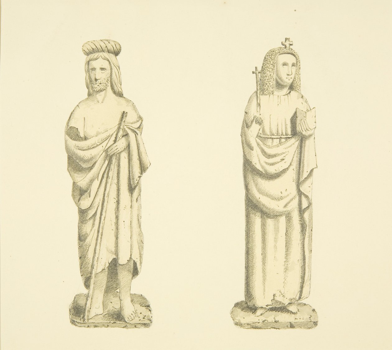 Zwei Figuren in Nischen des Turms von St. Mary Redcliffe von Joseph Manning
