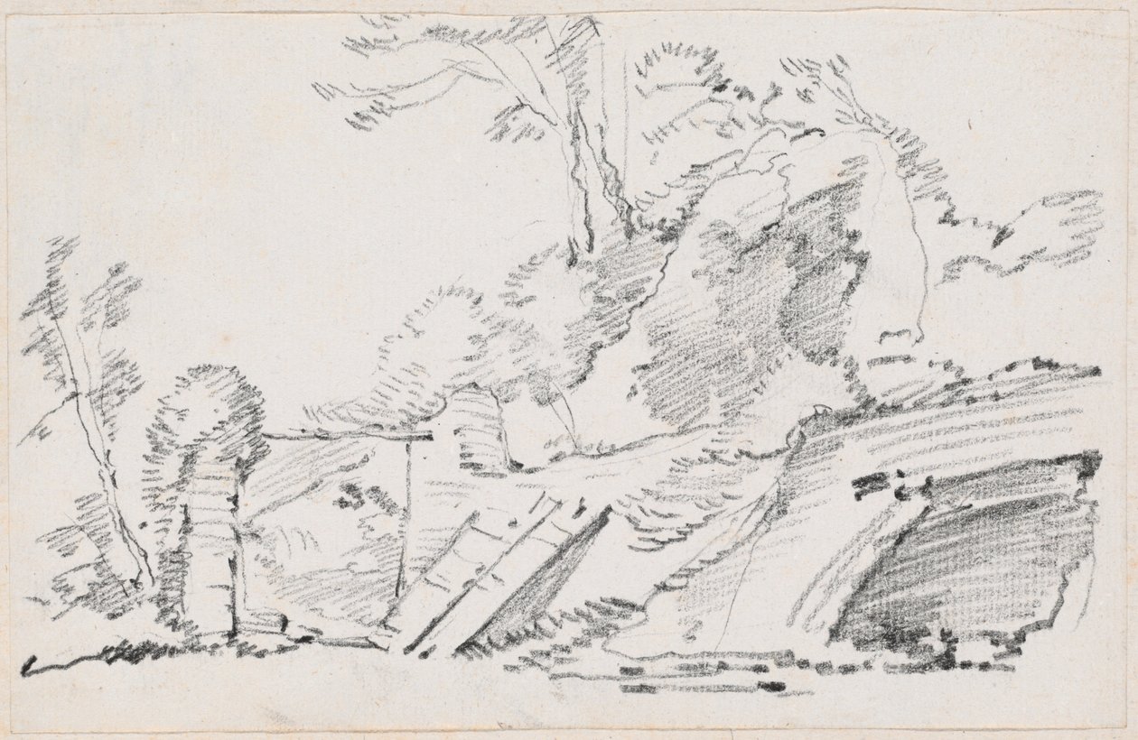 Eine alte Mauer mit einem zerstörten Tor von Joseph Marie Vien