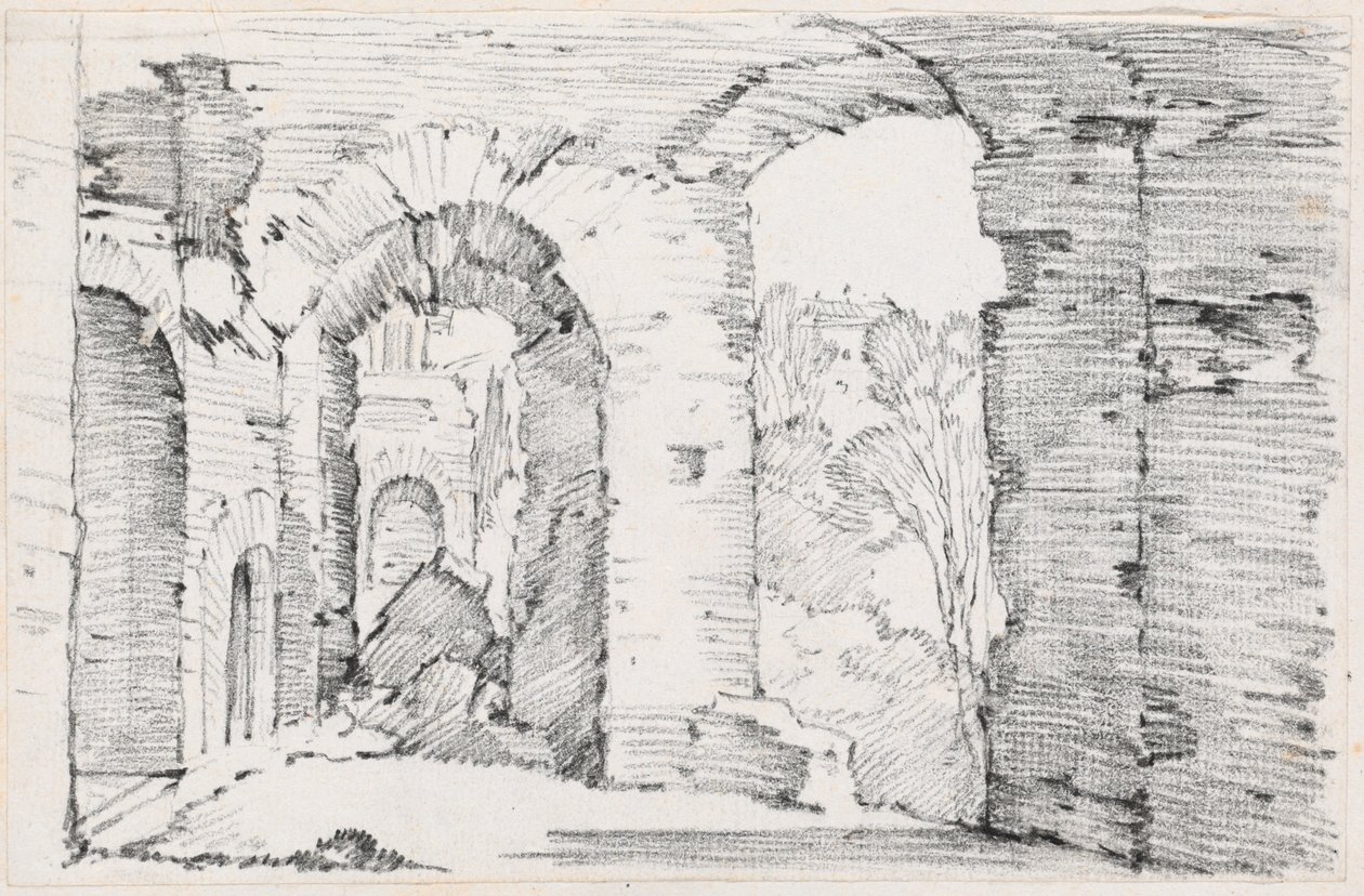 Gewölbte Durchgänge eines Ruinengebäudes von Joseph Marie Vien