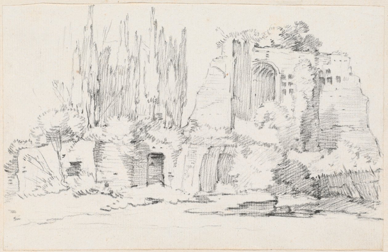 Römische Ruinen mit einem Zypressenstand von Joseph Marie Vien